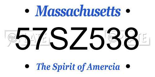 57SZ538 Massachusetts License Plate