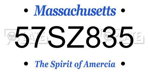 57SZ835 Massachusetts License Plate
