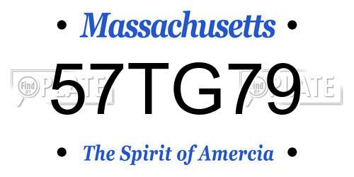 57TG79 Massachusetts License Plate