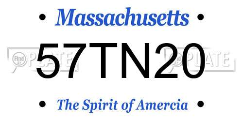 57TN20 Massachusetts License Plate