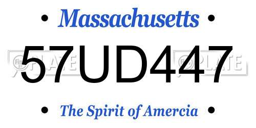 57UD447 Massachusetts License Plate