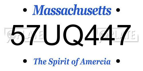 57UQ447 Massachusetts License Plate