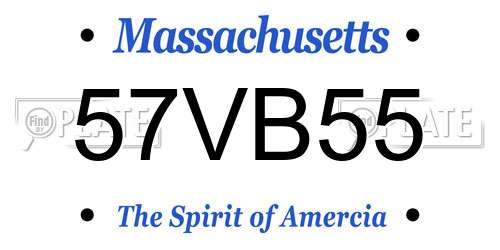 57VB55 Massachusetts License Plate