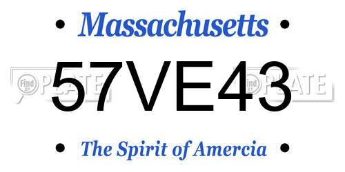 57VE43 Massachusetts License Plate