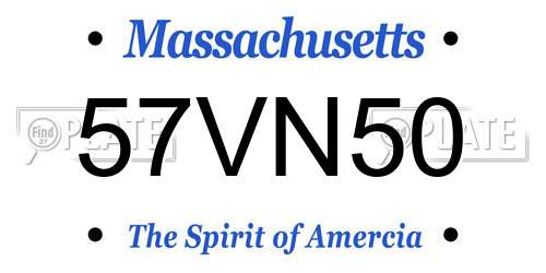 57VN50 Massachusetts License Plate