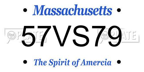 57VS79 Massachusetts License Plate