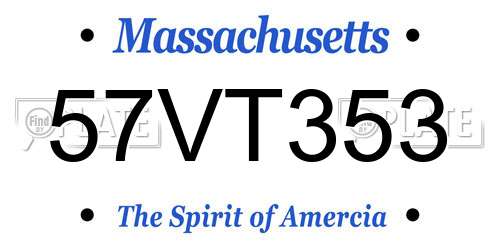 57VT353 Massachusetts License Plate