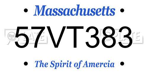 57VT383 Massachusetts License Plate