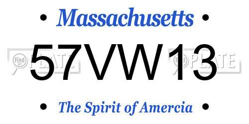 57VW13 Massachusetts License Plate
