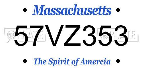 57VZ353 Massachusetts License Plate