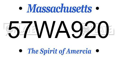 57WA920 Massachusetts License Plate