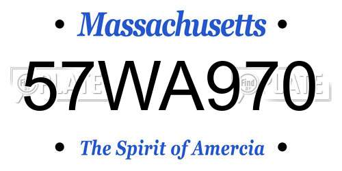 57WA970 Massachusetts License Plate