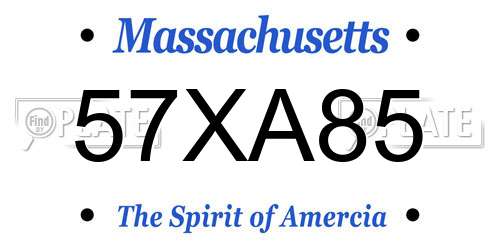 57XA85 Massachusetts License Plate