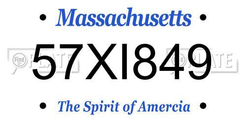 57XI849 Massachusetts License Plate
