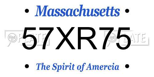57XR75 Massachusetts License Plate