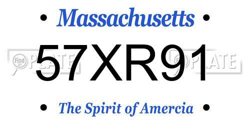 57XR91 Massachusetts License Plate