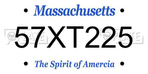 57XT225 Massachusetts License Plate