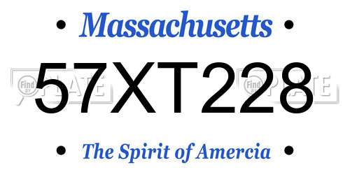 57XT228 Massachusetts License Plate