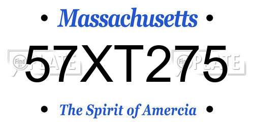 57XT275 Massachusetts License Plate