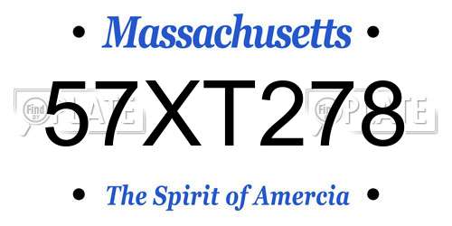 57XT278 Massachusetts License Plate