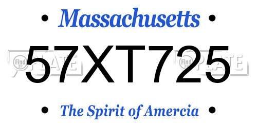 57XT725 Massachusetts License Plate