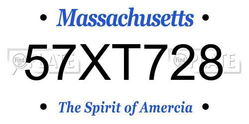 57XT728 Massachusetts License Plate