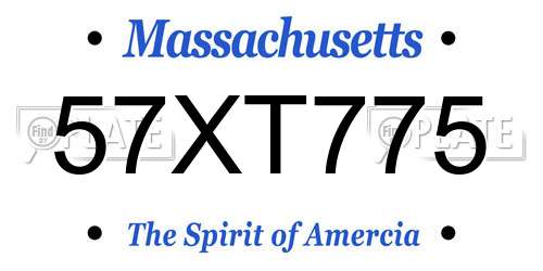 57XT775 Massachusetts License Plate