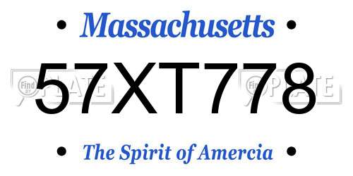 57XT778 Massachusetts License Plate