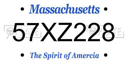 57XZ228 Massachusetts License Plate