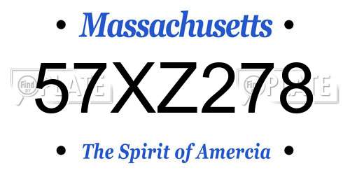 57XZ278 Massachusetts License Plate