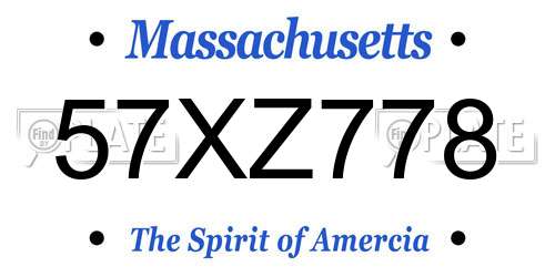 57XZ778 Massachusetts License Plate
