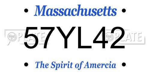 57YL42 Massachusetts License Plate