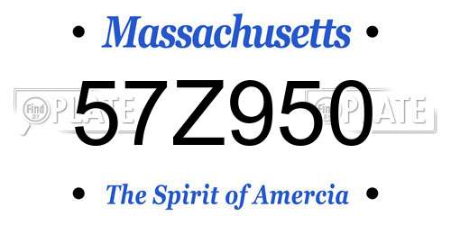 57Z950 Massachusetts License Plate