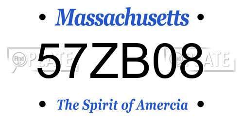 57ZB08 Massachusetts License Plate