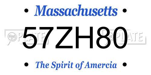 57ZH80 Massachusetts License Plate