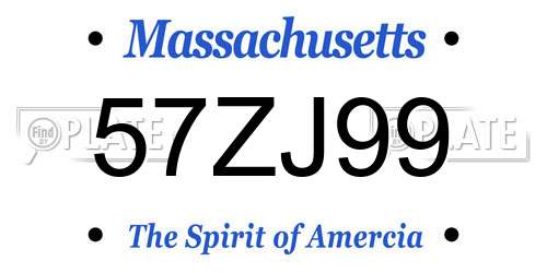 57ZJ99 Massachusetts License Plate