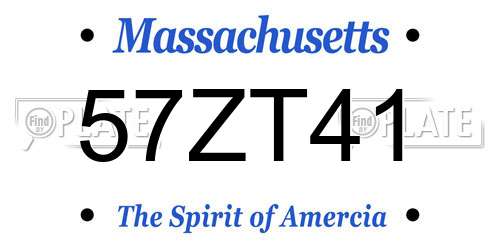 57ZT41 Massachusetts License Plate