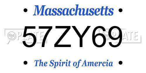 57ZY69 Massachusetts License Plate