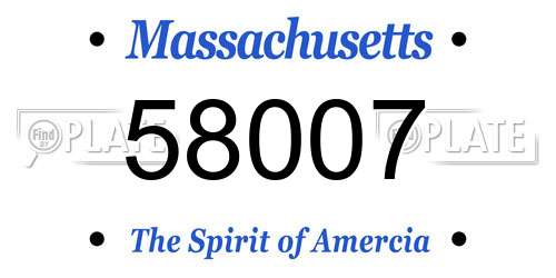 58007 Massachusetts License Plate