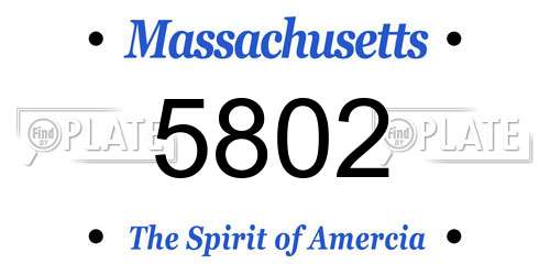 5802 Massachusetts License Plate