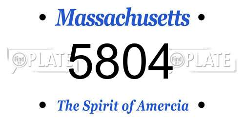 5804 Massachusetts License Plate