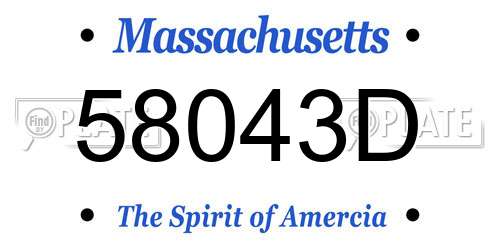 58043D Massachusetts License Plate