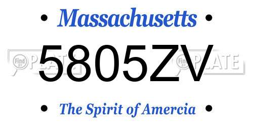 5805ZV Massachusetts License Plate