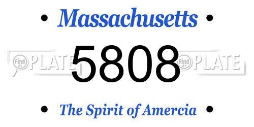 5808 Massachusetts License Plate