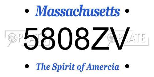 5808ZV Massachusetts License Plate