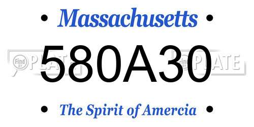 580A30 Massachusetts License Plate