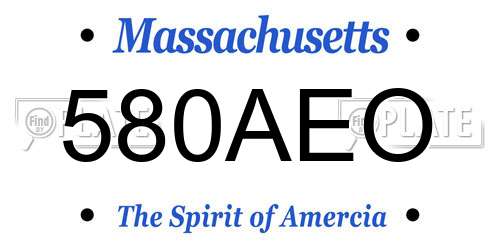 580AEO Massachusetts License Plate