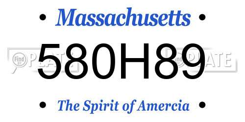 580H89 Massachusetts License Plate