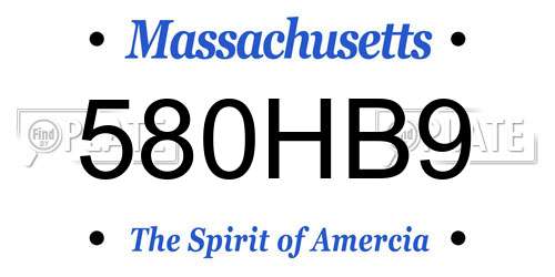 580HB9 Massachusetts License Plate