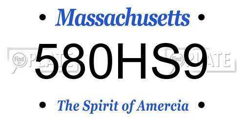 580HS9 Massachusetts License Plate